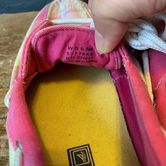 Sperry Top-Sider Plaid Pink Sneakers Flat Shoes Women Size 6.5M - Picture 4 of 5